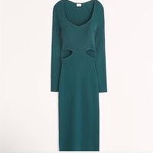Abercrombie & Fitch Teal Knit Cut Out Midi Dress New With Tags